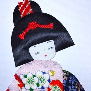 Vintage Fabric Geisha Picture Wallhanging
